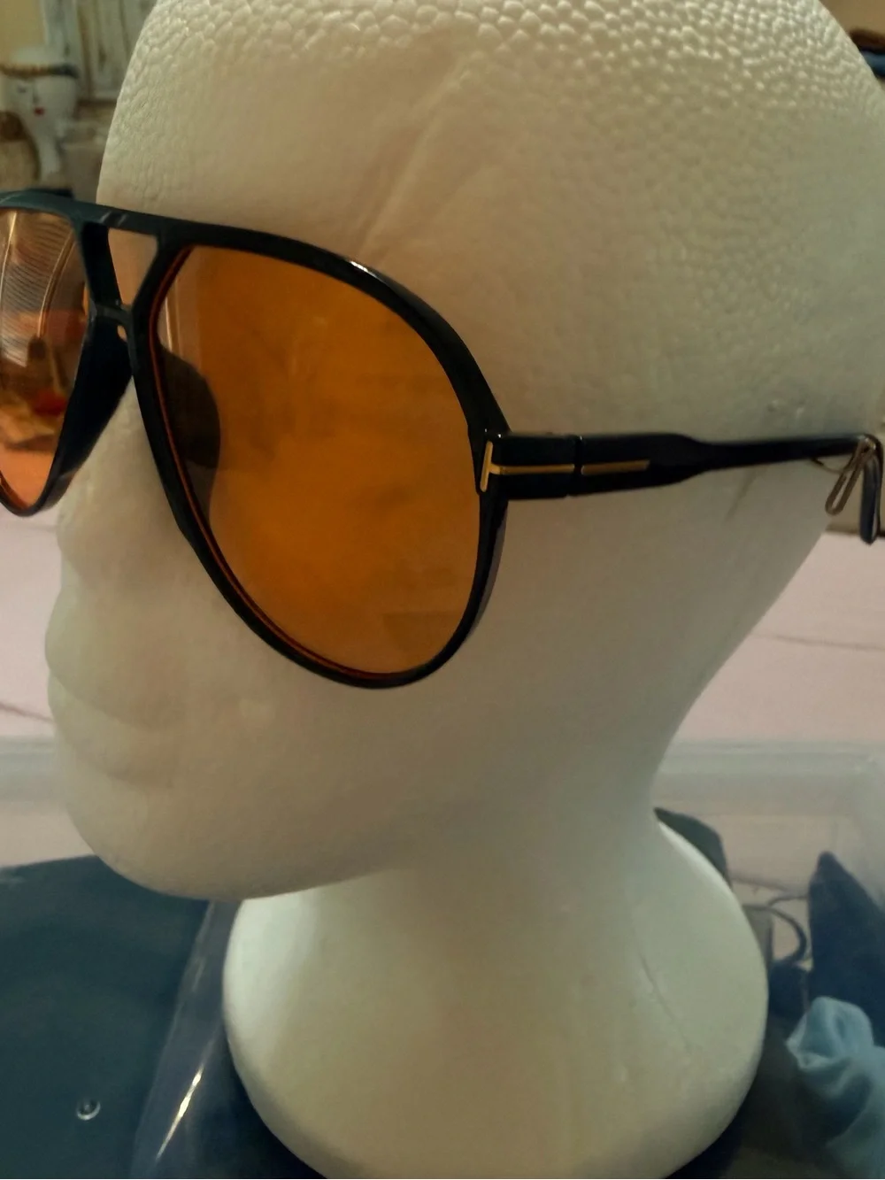 Men's Black Frame Sunglasses with Orange Lenses